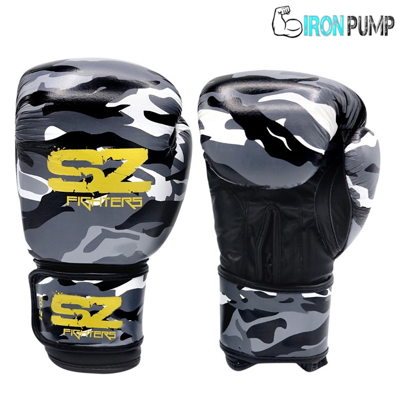 SZ FIGHTERS - БОКСОВИ РЪКАВИЦИ ЕСТЕСТВЕНА КОЖА - CAMO GREY